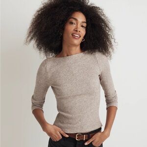 Madewell Boatneck Button Long-Sleeve Top